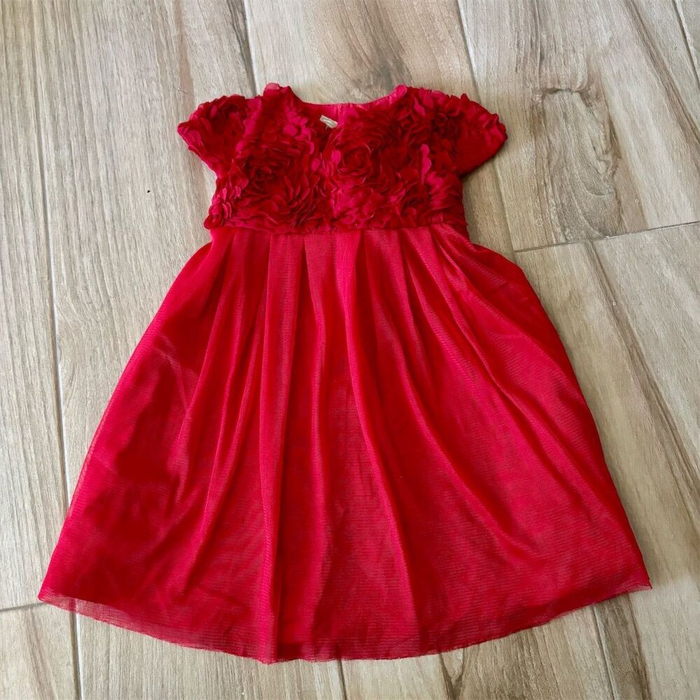 Monsoon Infant Girls Red Rosette Party Dress 18-24 Months